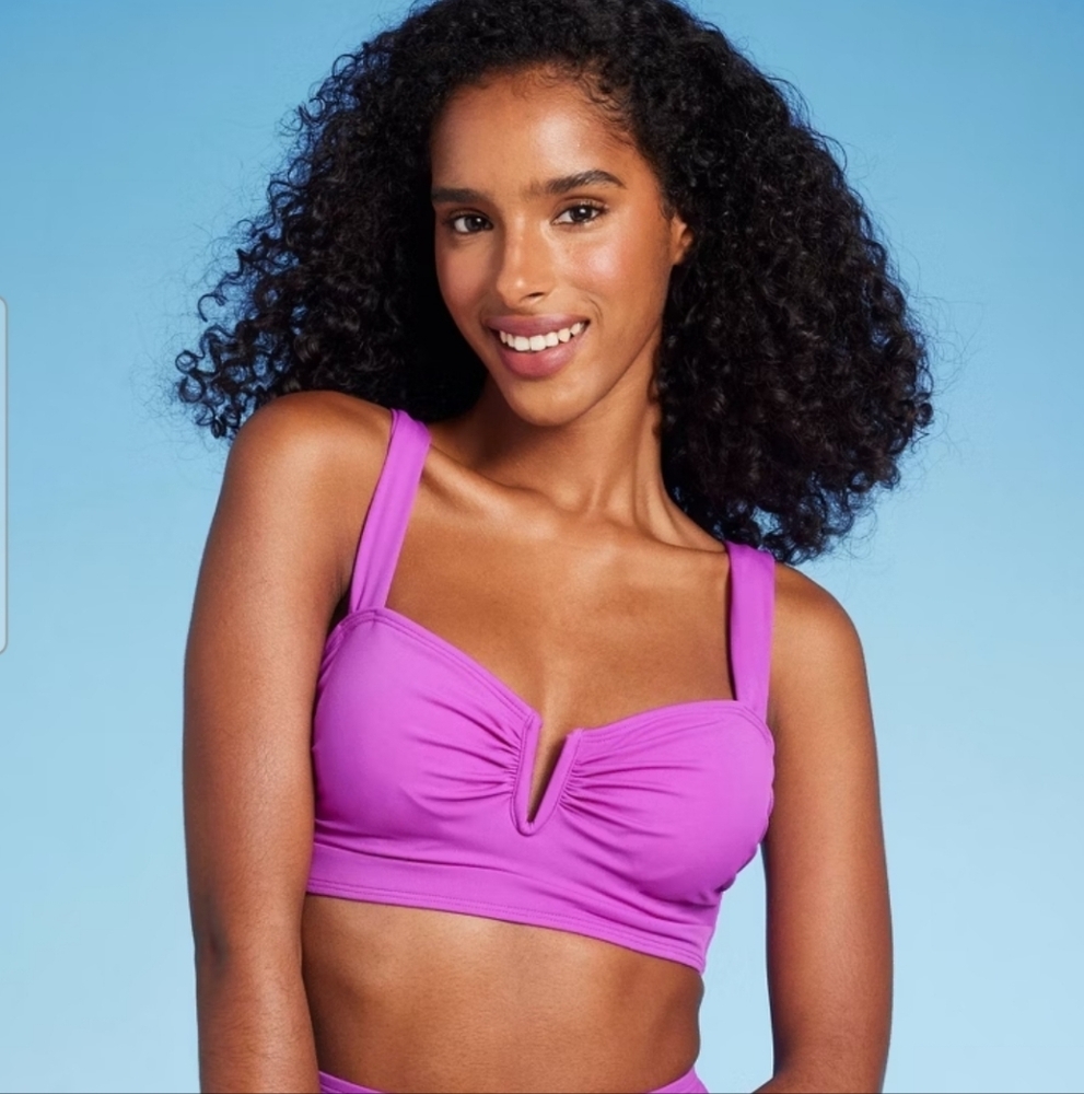 Women's V-Wire Bandeau Bikini Top - Shade & Shore Purple 32B